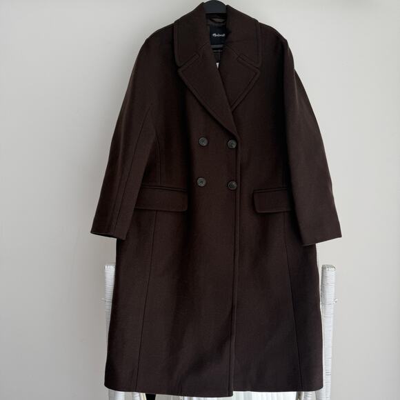 Madewell The Gianna Coat Womens 12 Brown Wool Cashmere Italian Insuluxe Fabric - Picture 3 of 15